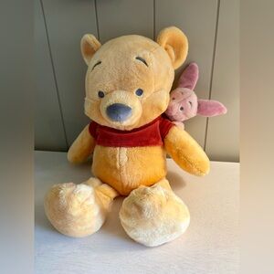 Disney Parks Winnie the Pooh and Piglet on Poohs back Plush 16” Toy NWOT